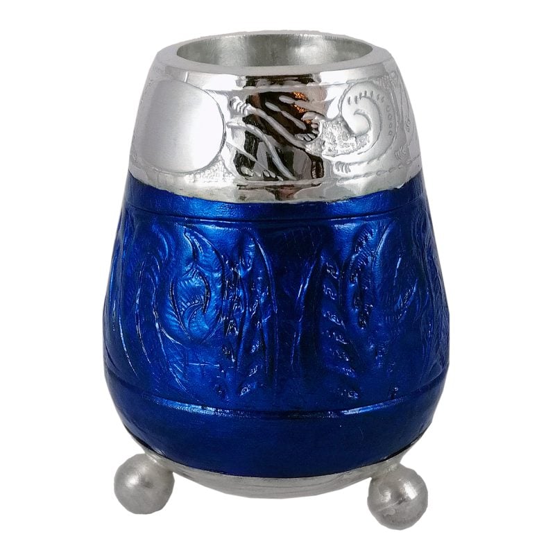 Matero de cuero con detalles y base en plata