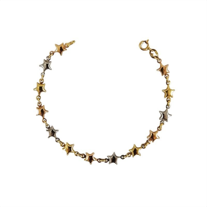 Pulsera de oro amarillo combinado con estrellas infladas