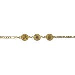 Pulsera de oro amarillo italiano con tres medallitas de santos
