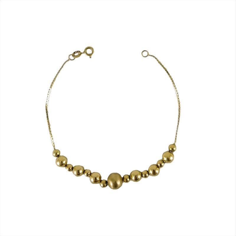 Pulsera de oro amarillo italiano modelo cola de topo con pelotitas