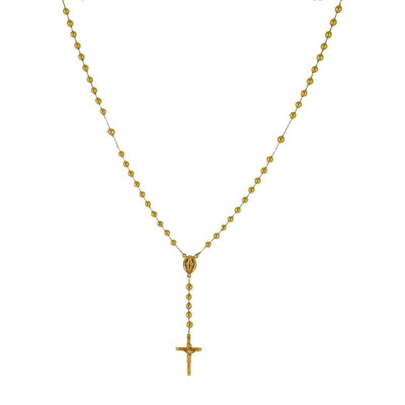 Rosario de oro amarillo italiano con cristo en la cruz