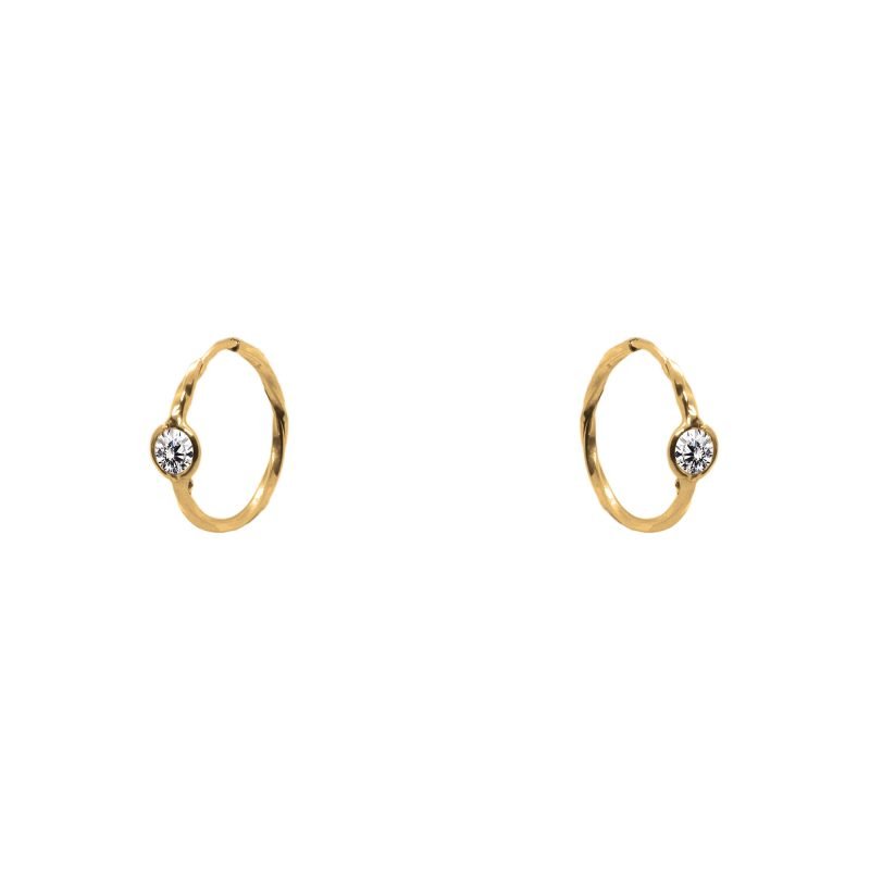 Aros argolla de oro amarillo nacional torneado con circón