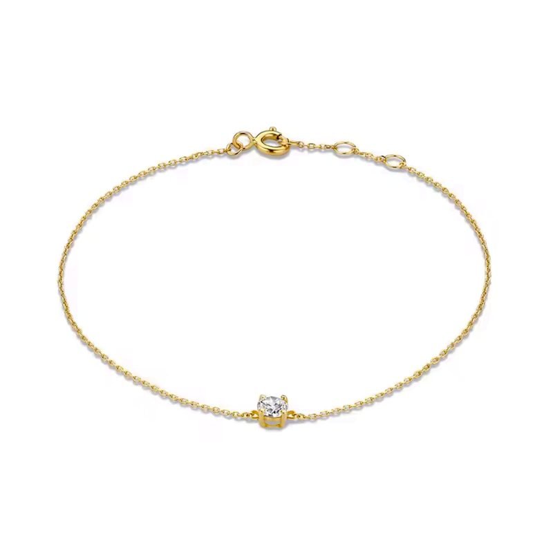 Pulsera de plata italiana con enchapado en oro y circón