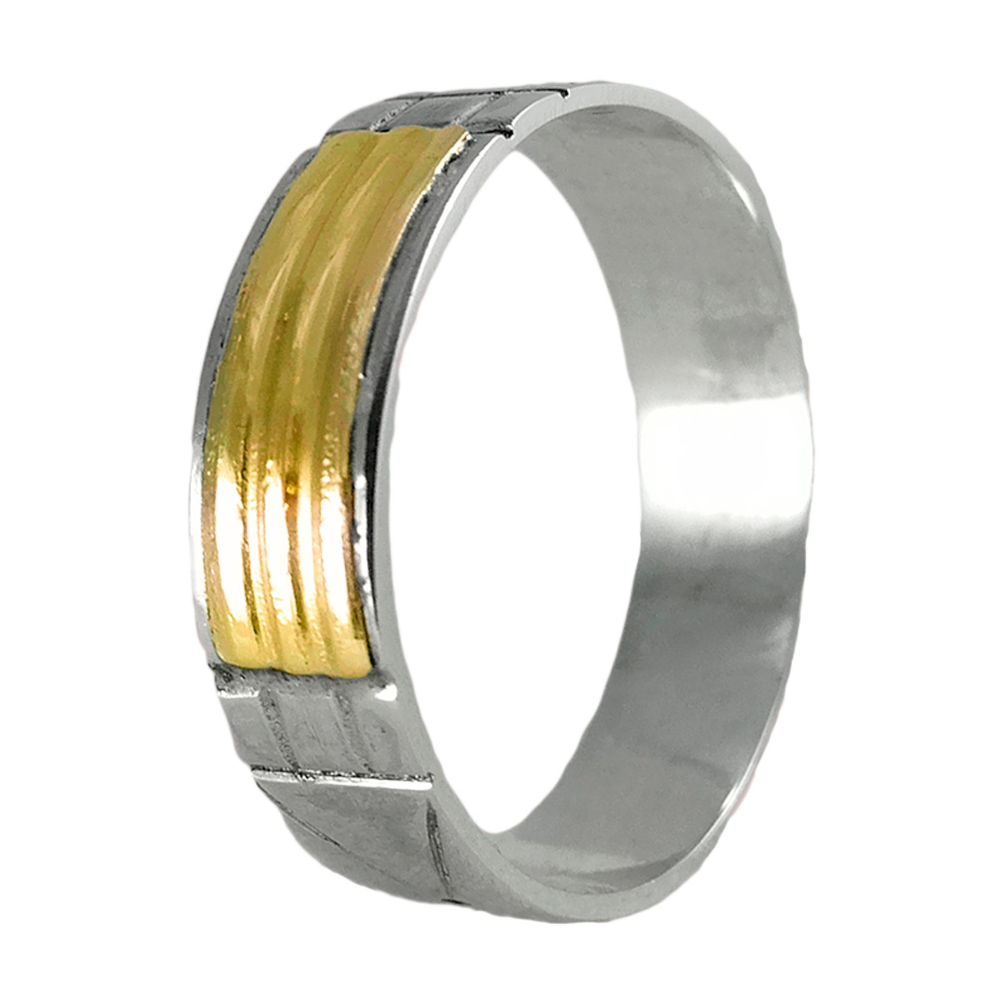 Anillo de plata nacional modelo Atlante con aplique en oro