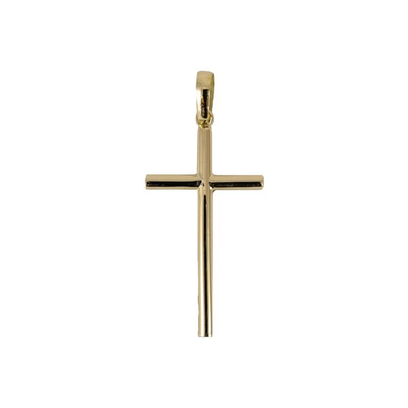 Dije de oro amarillo nacional cruz tubular grande