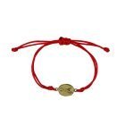 Pulsera de hilo rojo con medallita religiosa en oro