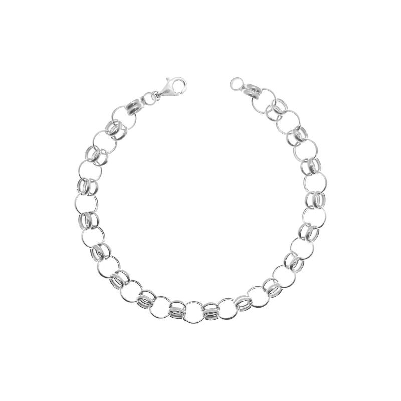 Pulsera de plata nacional modelo roló triple intercalado