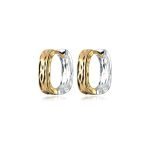 Aros Huggies rectangulares de plata con enchapado en oro a la mitad