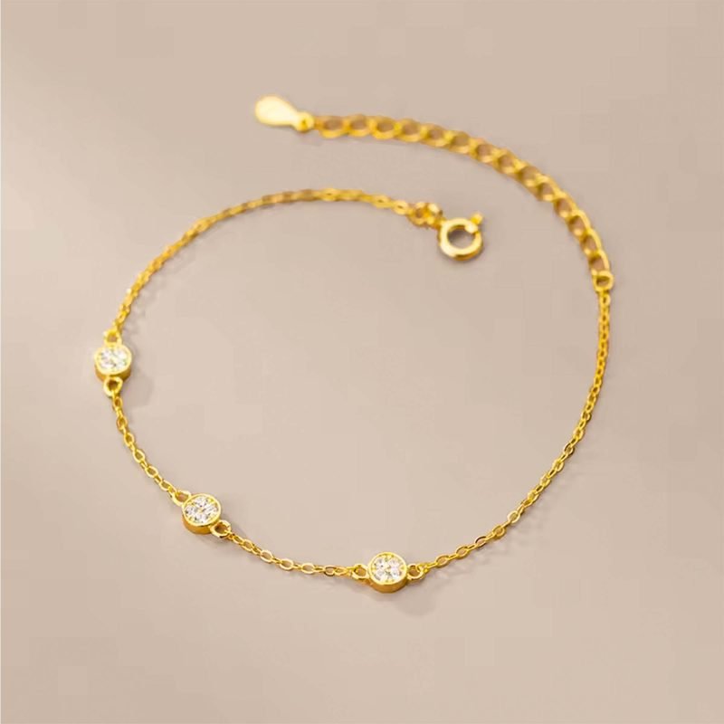 Pulsera de plata italiana con enchapado en oro y medallas con circones