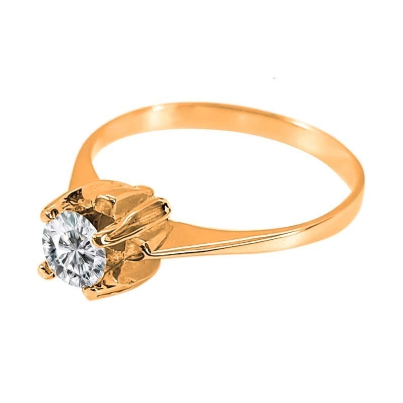 Solitario de oro amarillo italiano con circón elevado