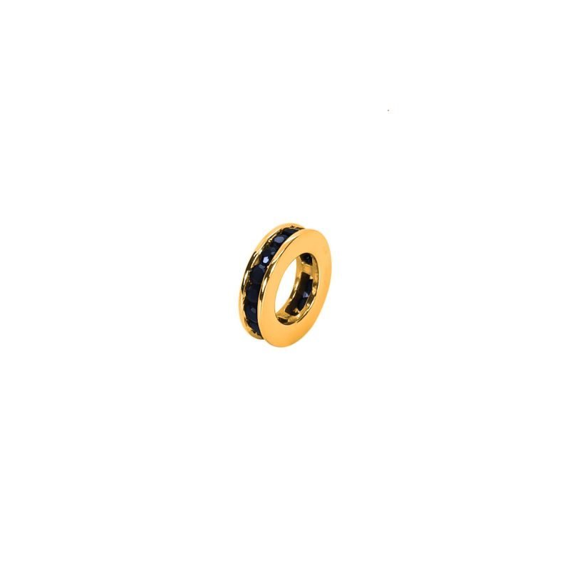 Dije pasador de oro amarillo italiano con circones azules oscuros