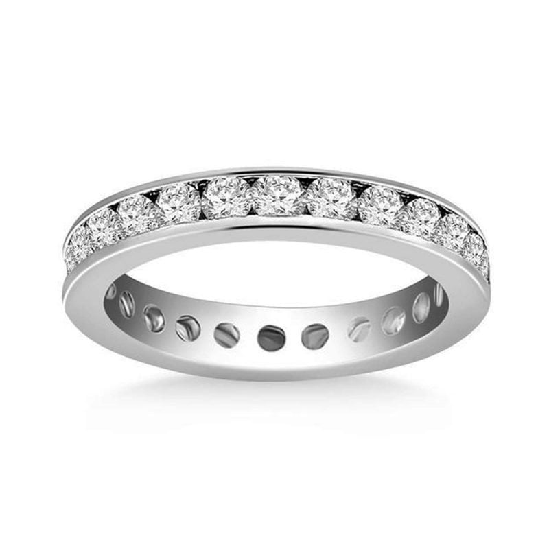 Anillo de oro blanco italiano modelo infinity con circones blancos