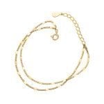 Pulsera doble de plata italiana enchapada en oro con hojuelas