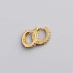 Aros argollas redondas de plata con enchapado en oro con circones
