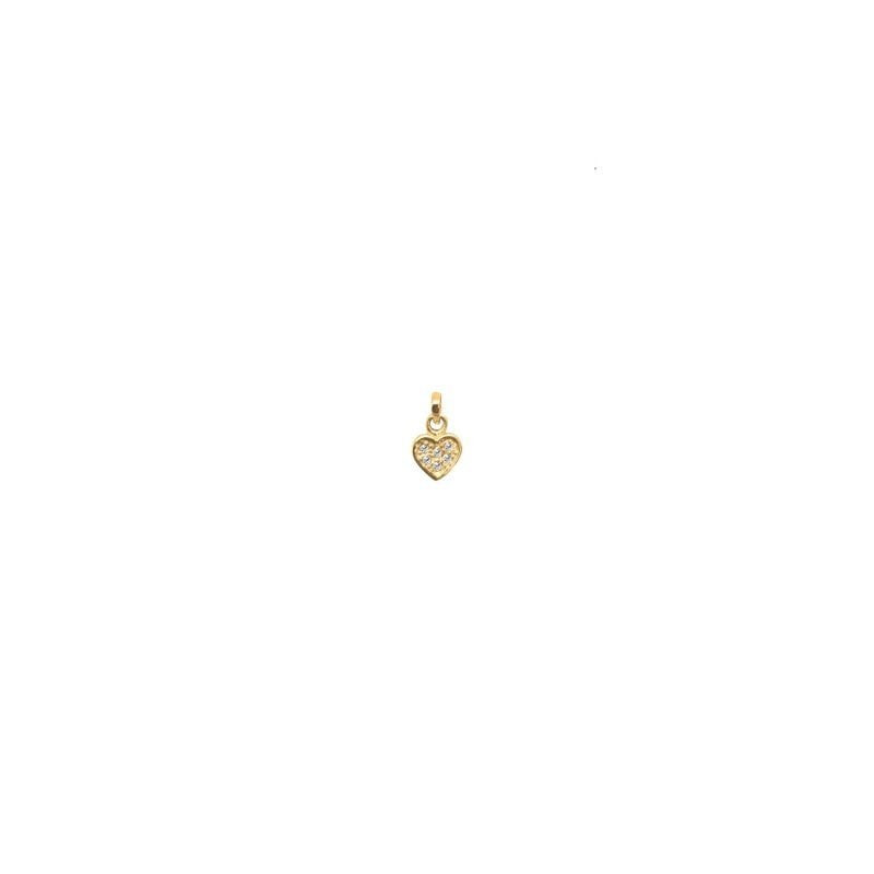 Dije de oro amarillo italiano modelo corazón plano con circones