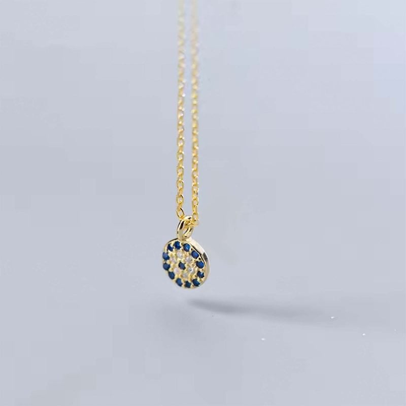 Cadena de Plata con enchapado en oro con medalla Evil Eye y circones