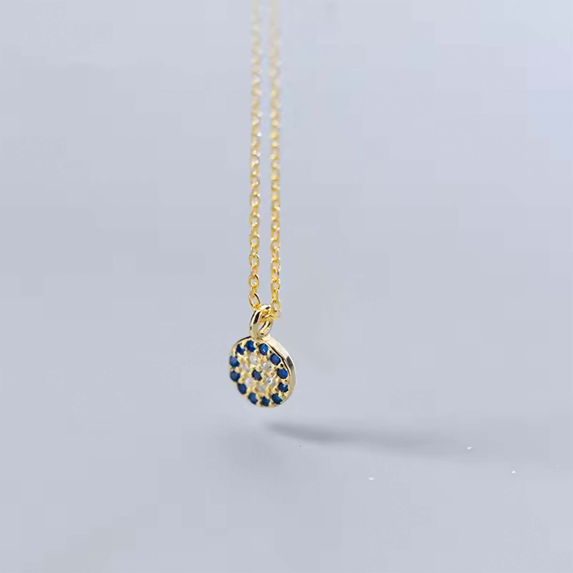 Cadena de Plata con enchapado en oro con medalla Evil Eye y circones