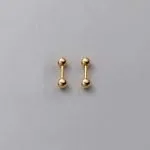 Aros a rosca de plata con enchapado en oro modelo bolita simple