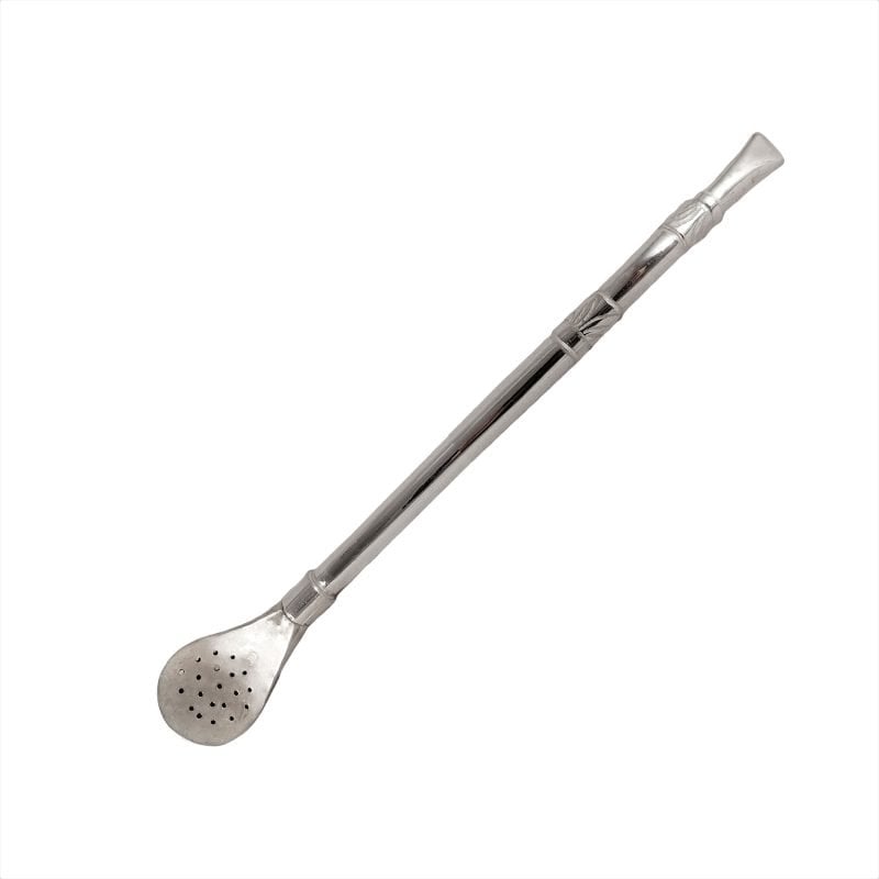 Bombilla para mate de plata lisa con detalles