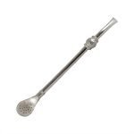 Bombilla para mate de plata con bolita