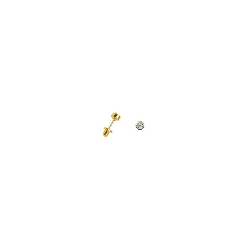 Aros de oro amarillo italiano modelo susanita con circones blancos