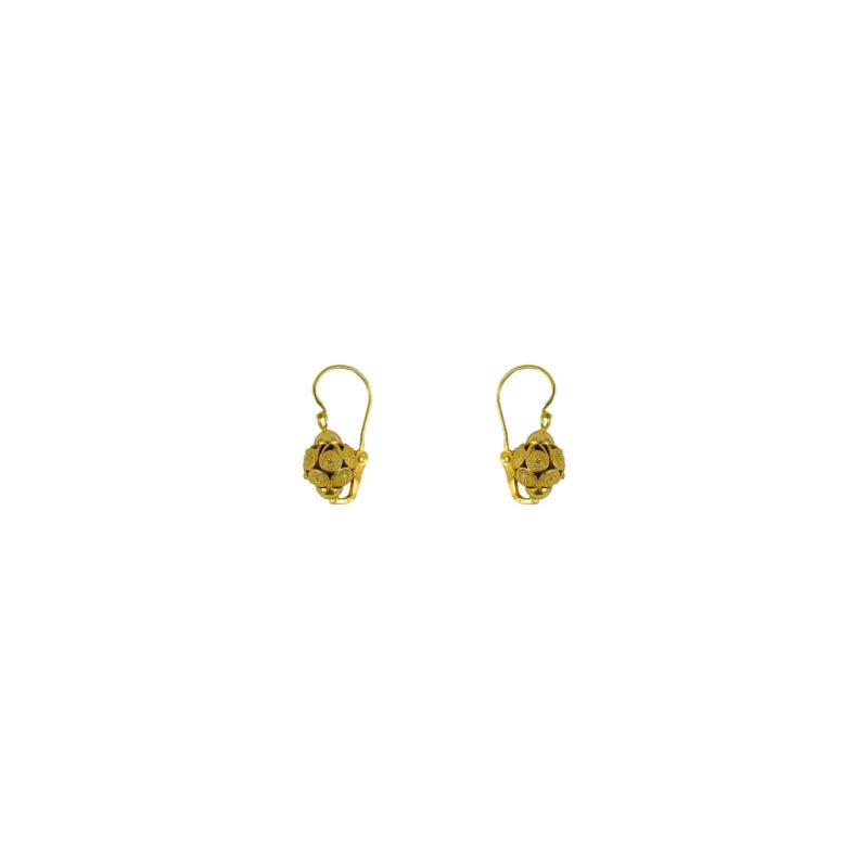 Aros de oro amarillo filigrana modelo tamborcito clásico pequeño