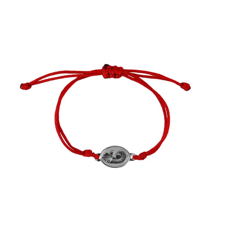 Pulsera de hilo rojo con medallita religiosa en plata nacional