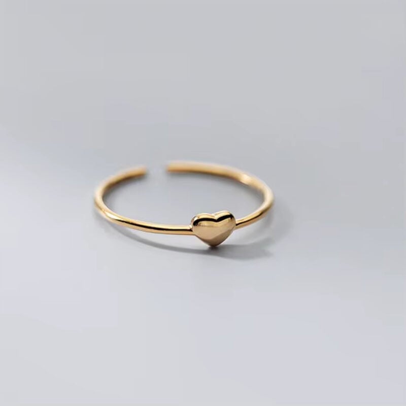 Anillo ajustable de plata italiana con enchapado en oro y corazón