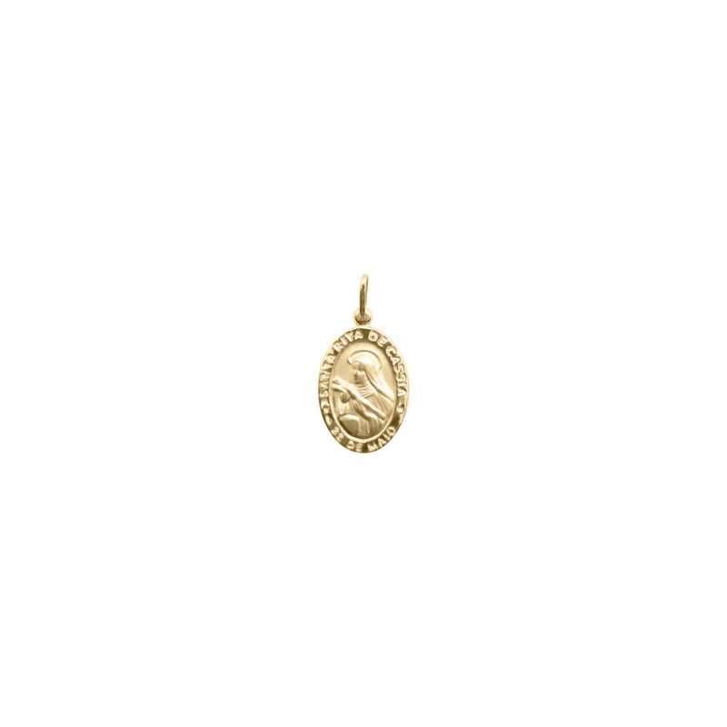 Medalla de Santa Rita de Cassia de oro amarillo italiano