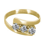 Solitario de oro amarillo con diseño cruzado y circones