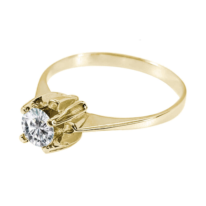 Solitario de oro amarillo italiano con circón elevado