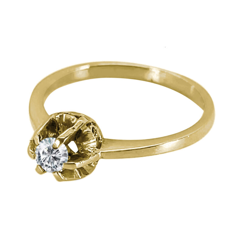 Solitario de oro amarillo italiano con circón elevado