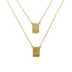 Collar escapulario de oro amarillo italiano – Virgen del Carmen y Sagrado Corazón