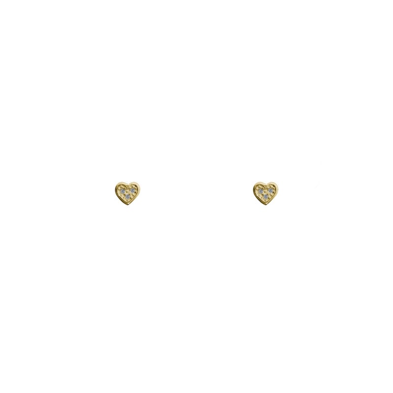 Aros de oro amarillo italiano con diseño de corazón y circones