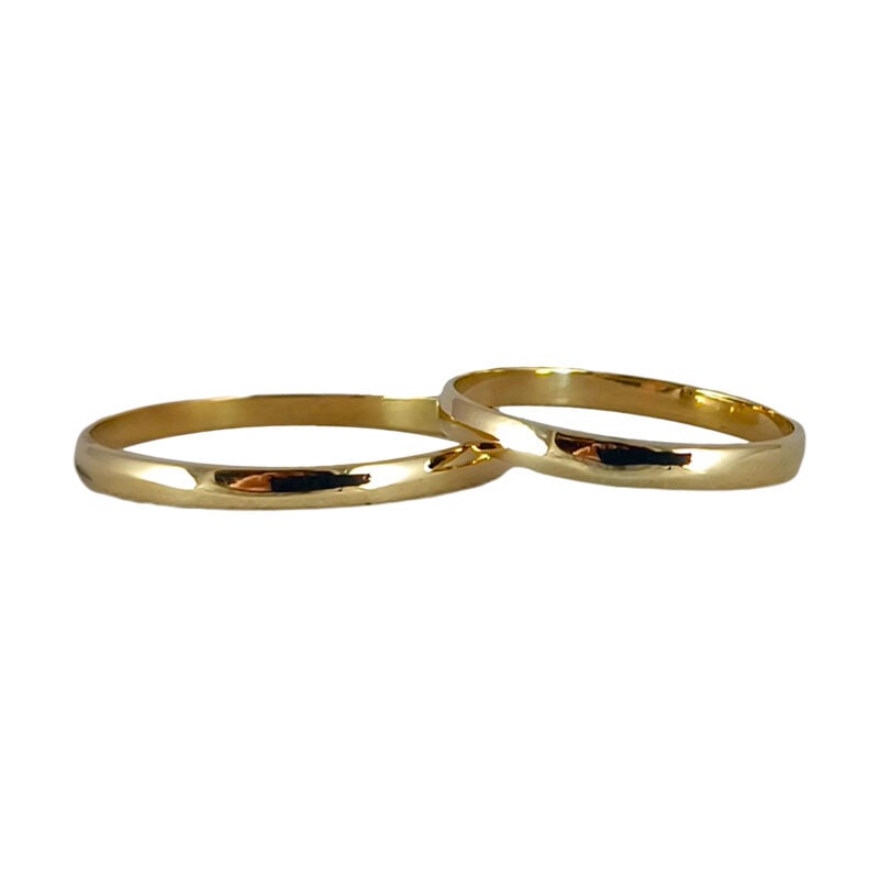 Par de alianzas de oro amarillo clásico media caña 2mm