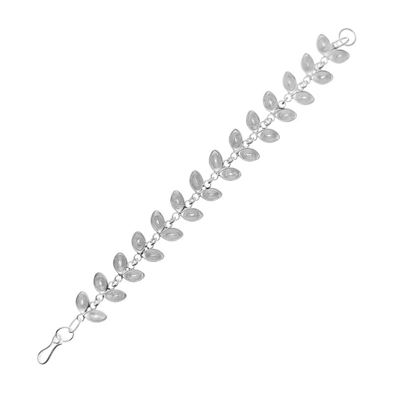 Pulsera de plata filigrana con detalles de hojitas