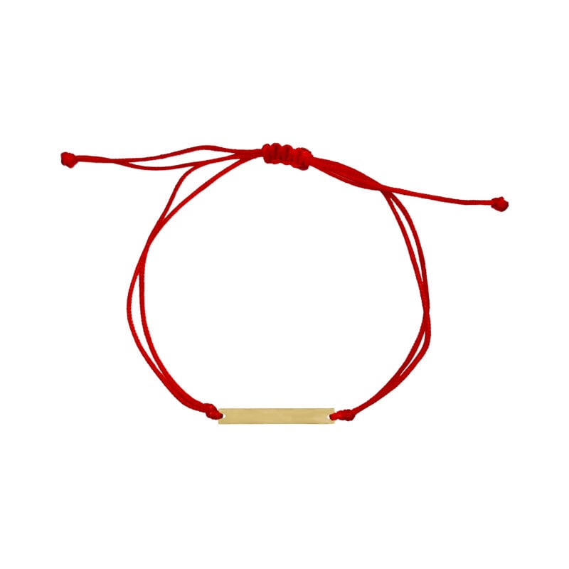Pulsera de identidad en oro amarillo con hilo rojo