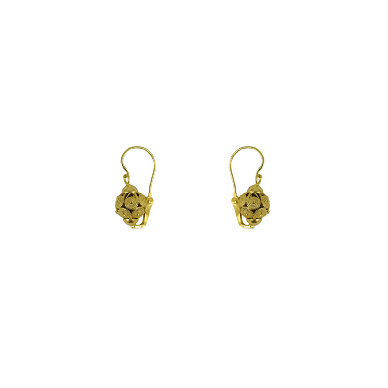 Aros en oro amarillo filigrana modelo cantarito clásico