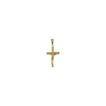 Dije de oro amarillo italiano en forma de cruz con figura central