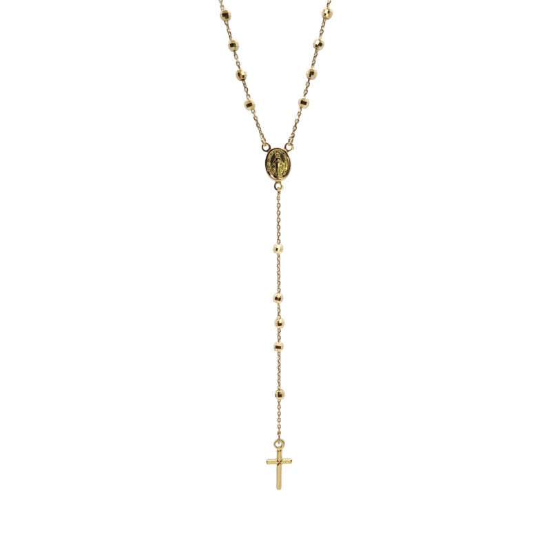 Rosario de oro amarillo italiano con cuentas facetadas