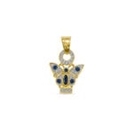 Dije de Oro Amarillo 18K Italiano con Detalles en Oro Blanco – Mariposa con Zafiros y Brillantes