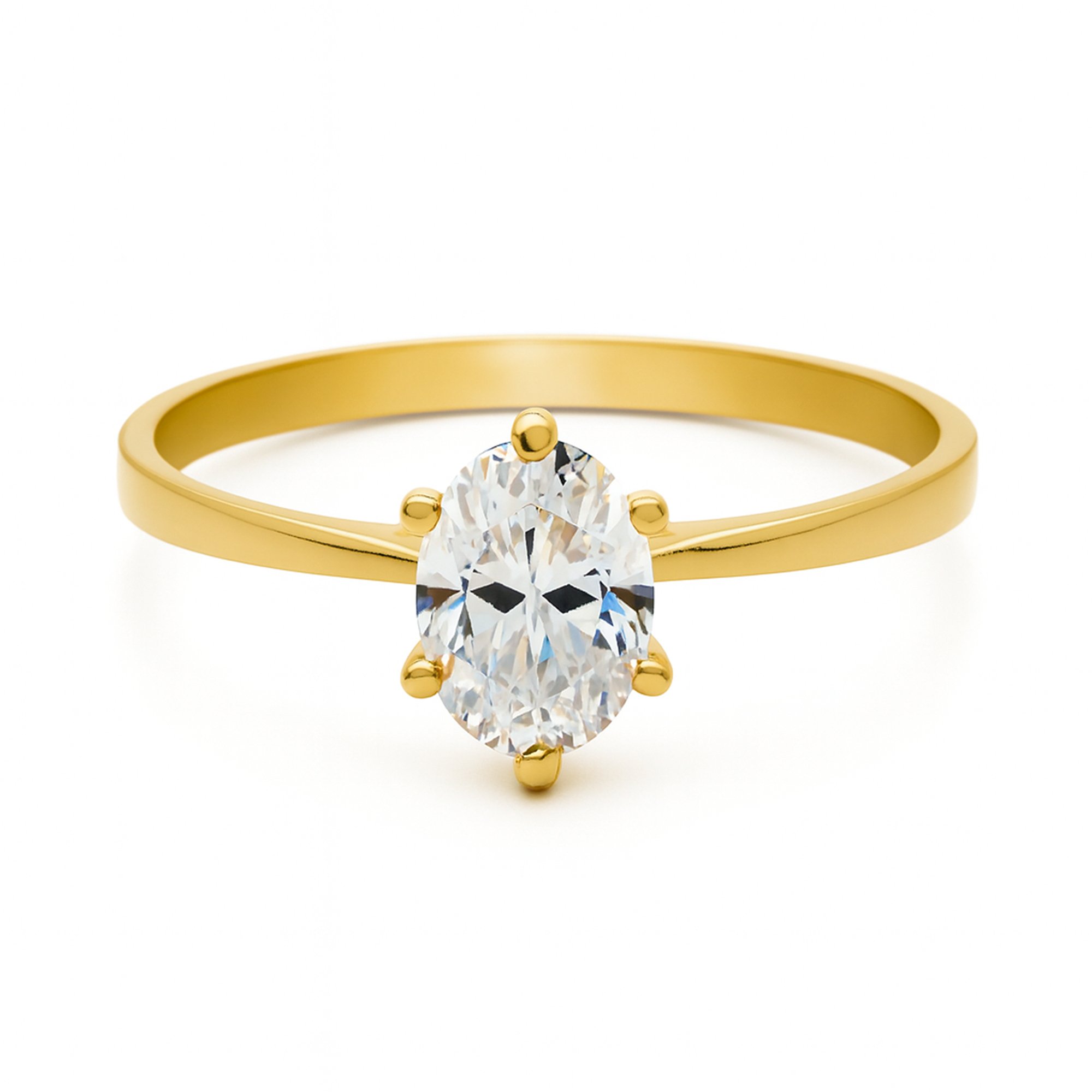 Solitario de oro amarillo 18K con circón ovalado engarzado