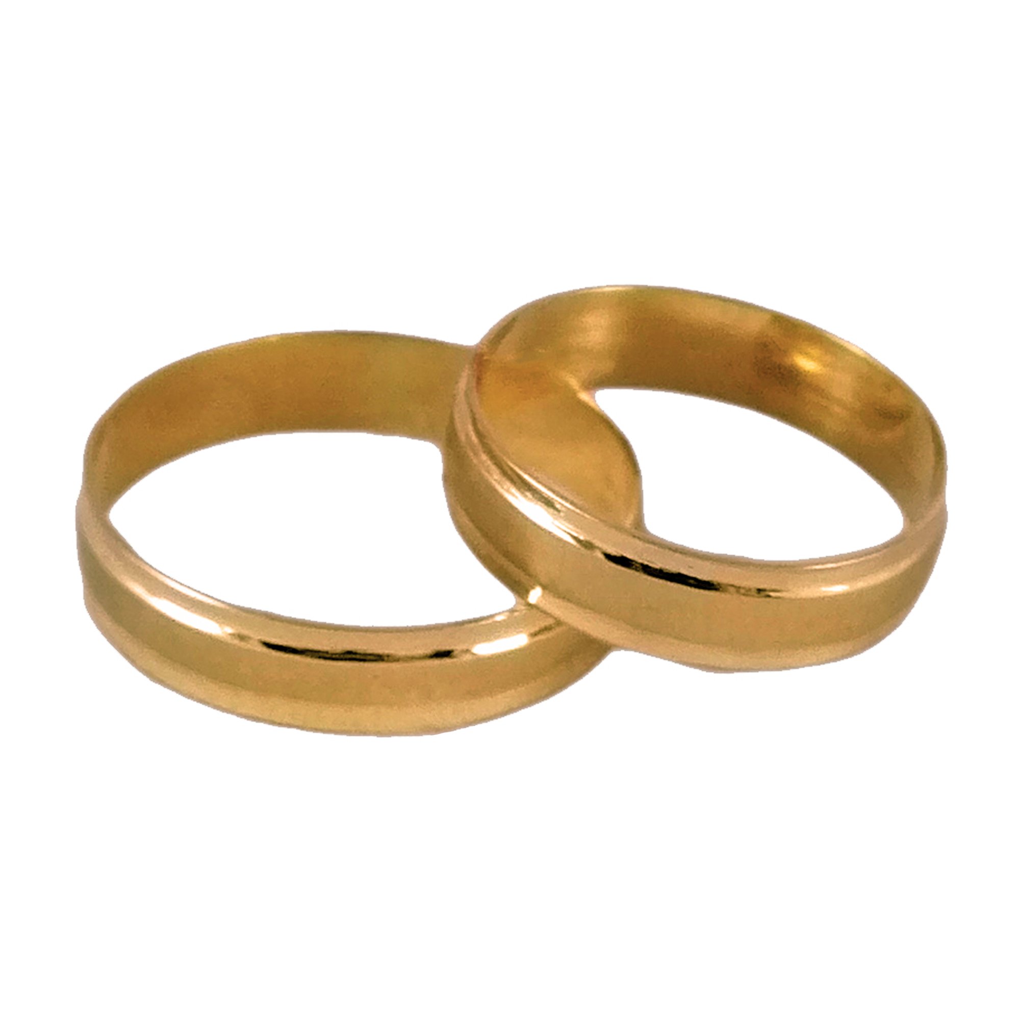 Par de alianzas de oro amarillo modelo dos capas satinado simple 5mm