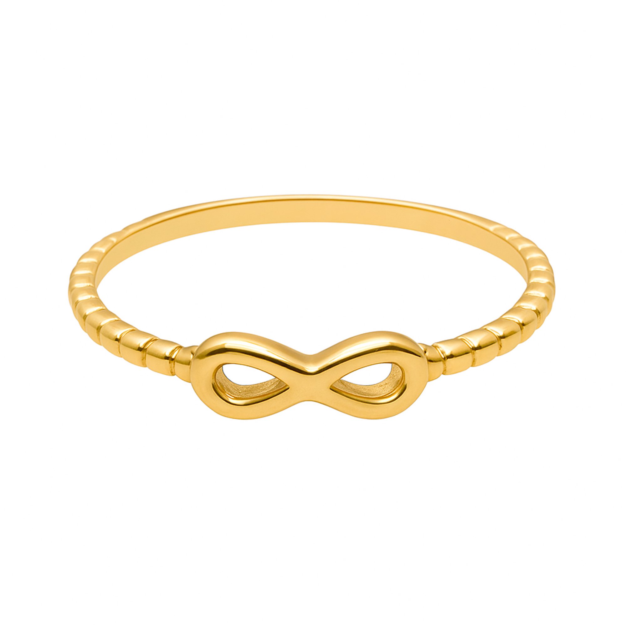 Anillo de oro amarillo italiano con diseño de infinito