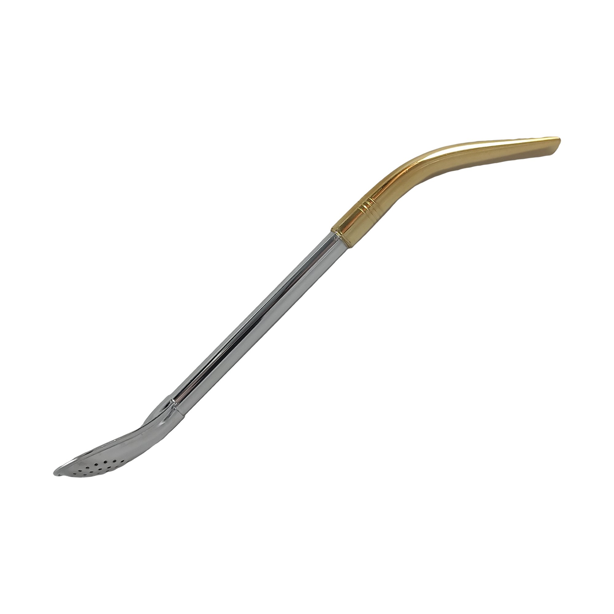 Bombilla de alpaca con pico de loro dorado