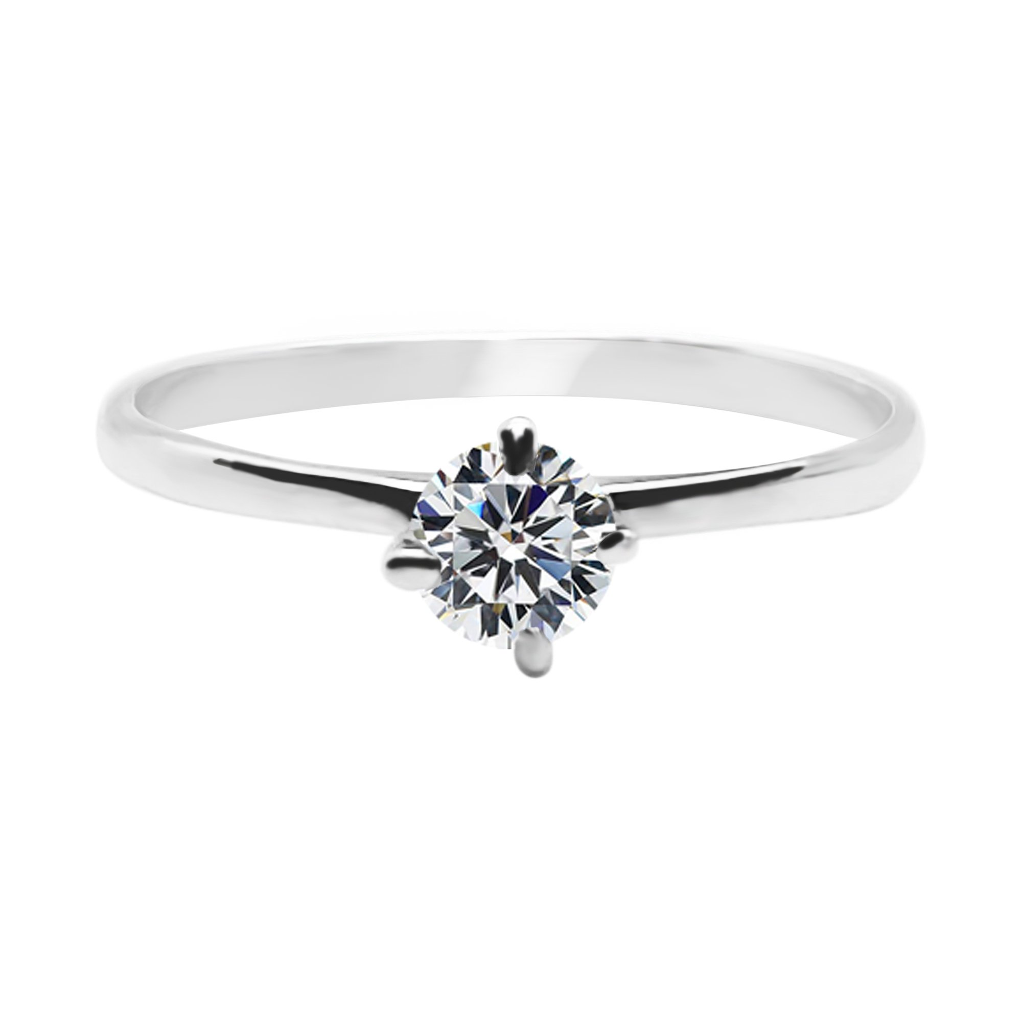 Solitario simple de oro blanco con circón engarzado