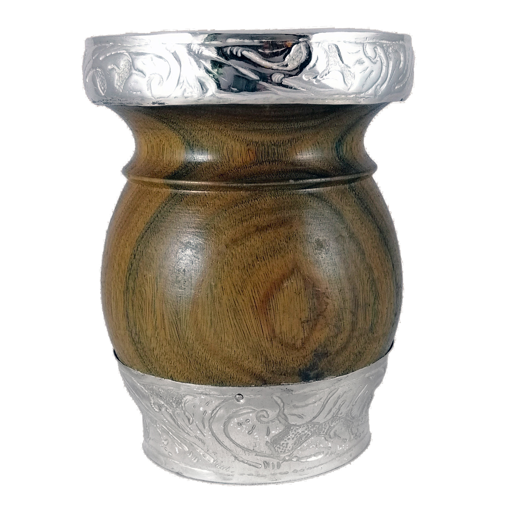 Matero de palo santo grande con detalles en plata