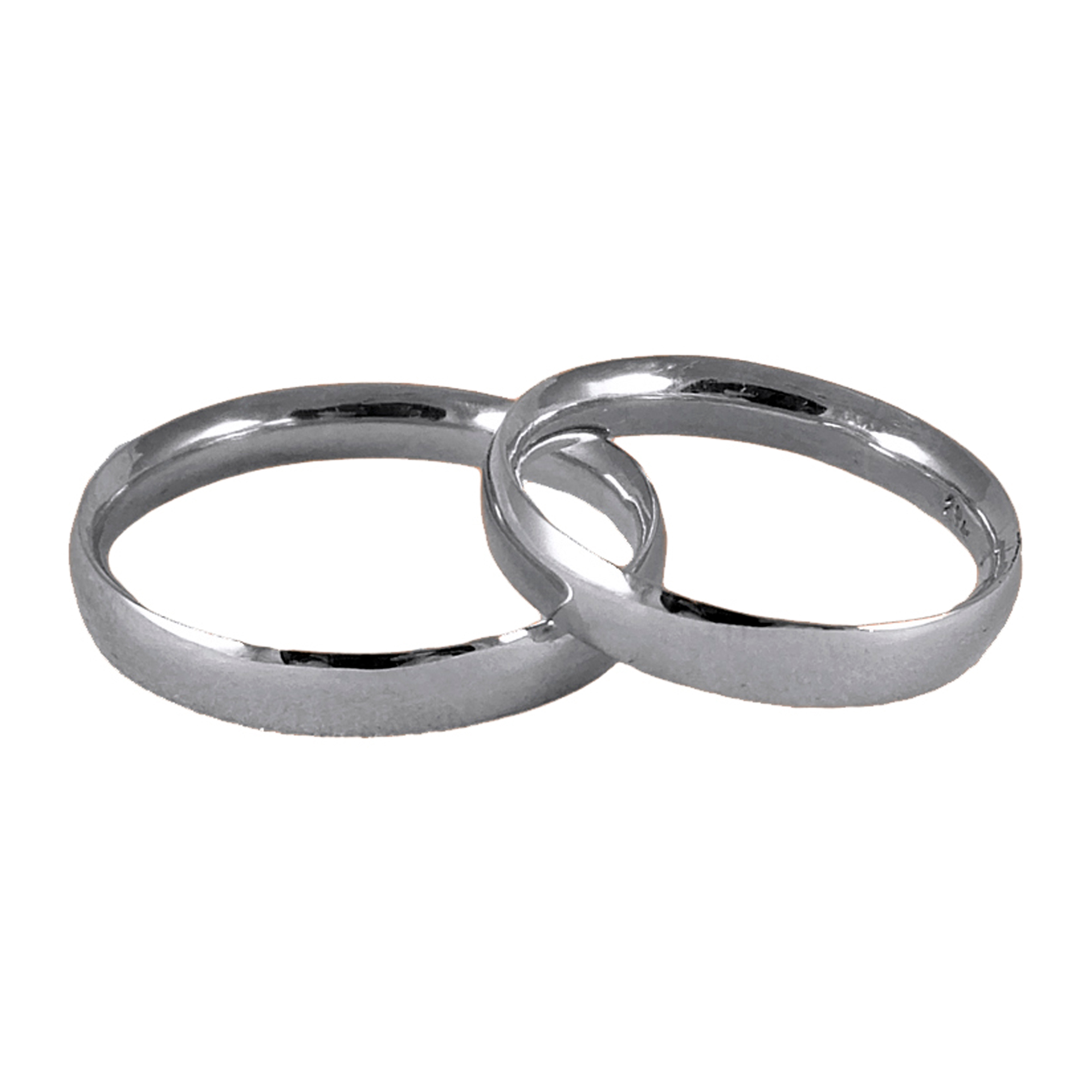 Par de alianzas de oro blanco clásico media caña 3mm