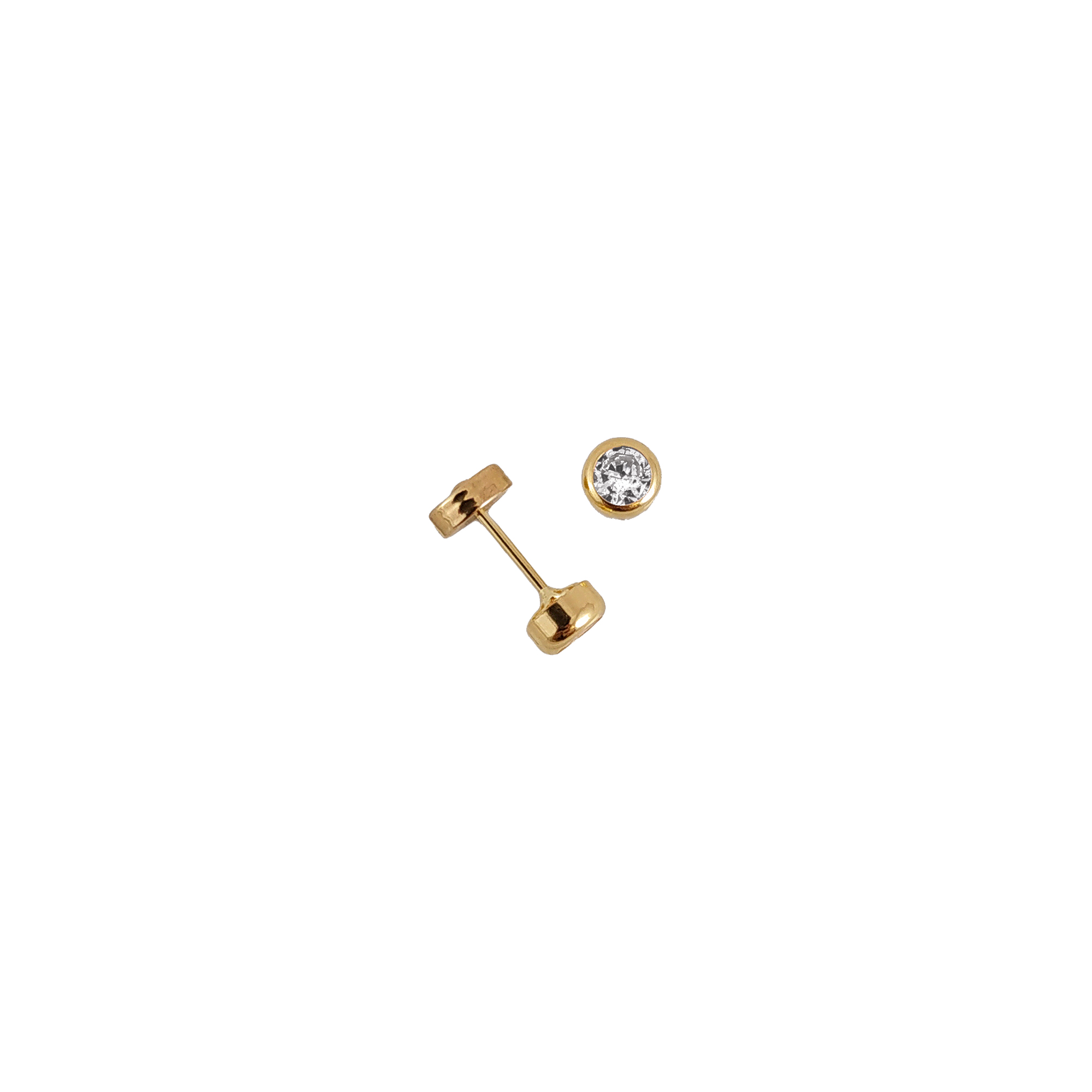 Aros de oro amarillo CH para bebé con tapita laminada