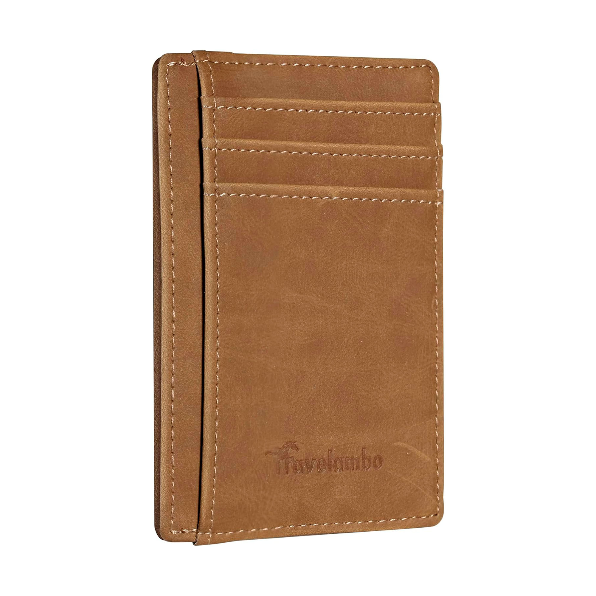 Billetera minimalista Travelambo de cuero con bloqueo RFID